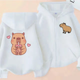 Pull Capybara Capuche Blanc Enfant